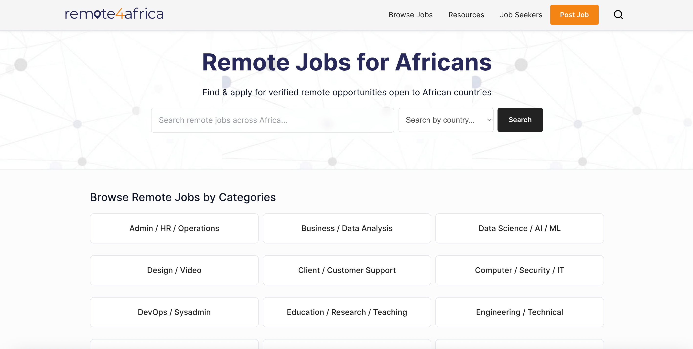 Remote4Africa platform interface